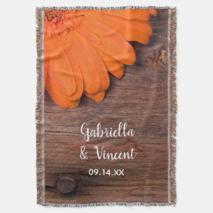 Rustikale Orange Daisy und Barnholz Country Weddin Decke