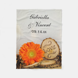 Rustikale Orange Daisy Woodland Wedding Fleecedecke
