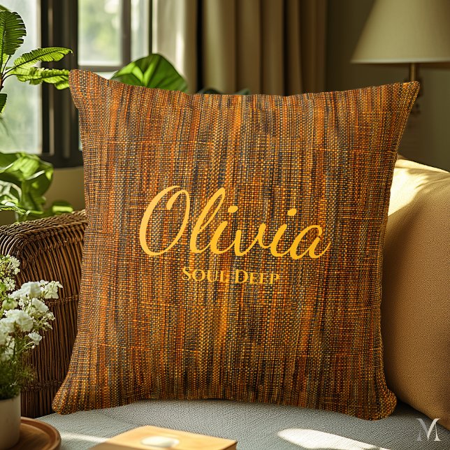 Rustikale Orange Denim Textur | Benutzerdefinierte Kissen (Von Creator hochgeladen)