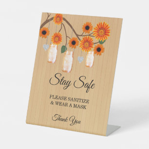 Rustikale Orange Floral Mason Jars Hochzeitsicherh Sockelschild