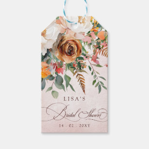 Rustikale Orange Florale Herbst-Hochzeitsdusche Geschenkanhänger