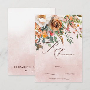 Rustikale Orange Florale Herbsthochzeit RSVP Karte