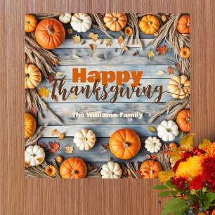 Rustikale Orange Kürbis-Familien-Thanksgiving-Will Poster