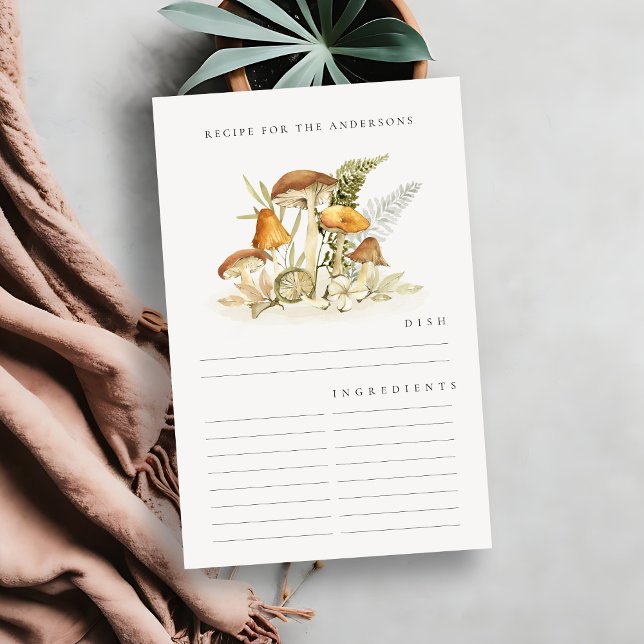 Rustikale Orange Mushroom Fern Foliage Rezept Card (Von Creator hochgeladen)