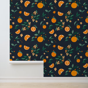 Rustikale Orange Orchard Dark Navy Tapete