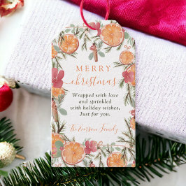 Rustikale Orange Pine Floral Weihnachten Geschenkanhänger