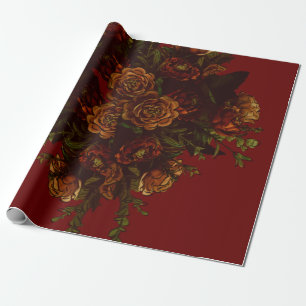 Rustikale Orange Red Fall Elegante Gotische Hochze Geschenkpapier