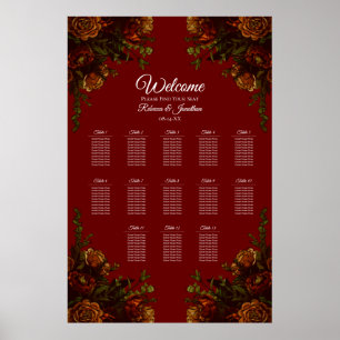 Rustikale Orange Red Fall Elegante Gotische Hochze Poster