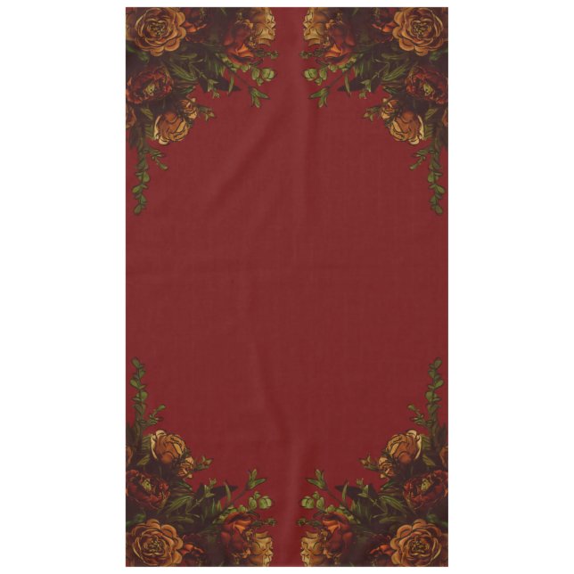 Rustikale Orange Red Fall Elegante Gotische Hochze Tischdecke (Vorderseite)