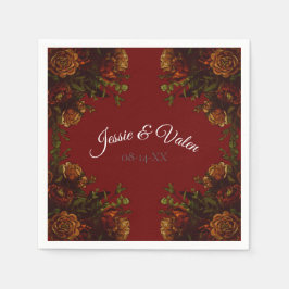 Rustikale Orange Red Fall Elegante Hochzeit Serviette