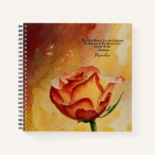 Rustikale Orange Rose Blume Emerson Quote Journal Notizbuch