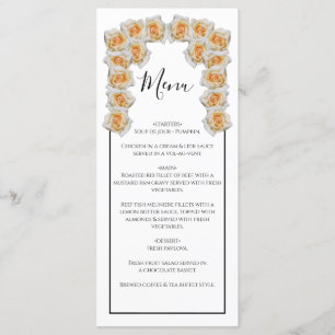 Rustikale Orange-Rose Hochzeit Menükarte