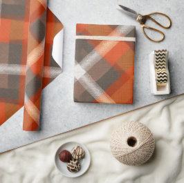Rustikale Orange-Rost-Braun-Ton Plaid-Muster Geschenkpapier