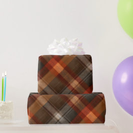 Rustikale Orange-Rostbraune Ton Plaid-Muster Geschenkpapier