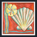 Rustikale Orange Seashells Acryldruck<br><div class="desc">Entdecken Sie den warmen Sand und die versteckten Schätze! Dieses Gemälde von Nancy Slocum erfasst das schöne Wasserleben an Land. Es fängt die schöne orangefarbene Muschel,  einen orangefarbenen Seestern und einen lebhaften,  blauen Sand Dollar ein. Holen Sie sich heute Ihre schöne Meereskunst auf Ihrem nächsten Zazzle-Produkt.</div>