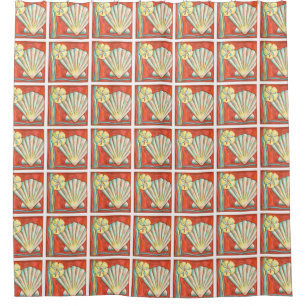 Rustikale orange Seashells Duschvorhang