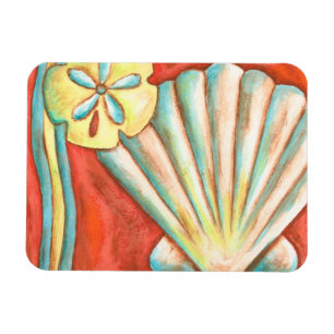 Rustikale Orange Seashells Magnet