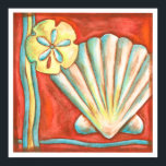Rustikale Orange Seashells Poster<br><div class="desc">Entdecken Sie den warmen Sand und die versteckten Schätze! Dieses Gemälde von Nancy Slocum erfasst das schöne Wasserleben an Land. Es fängt die schöne orangefarbene Muschel,  einen orangefarbenen Seestern und einen lebhaften,  blauen Sand Dollar ein. Holen Sie sich heute Ihre schöne Meereskunst auf Ihrem nächsten Zazzle-Produkt.</div>