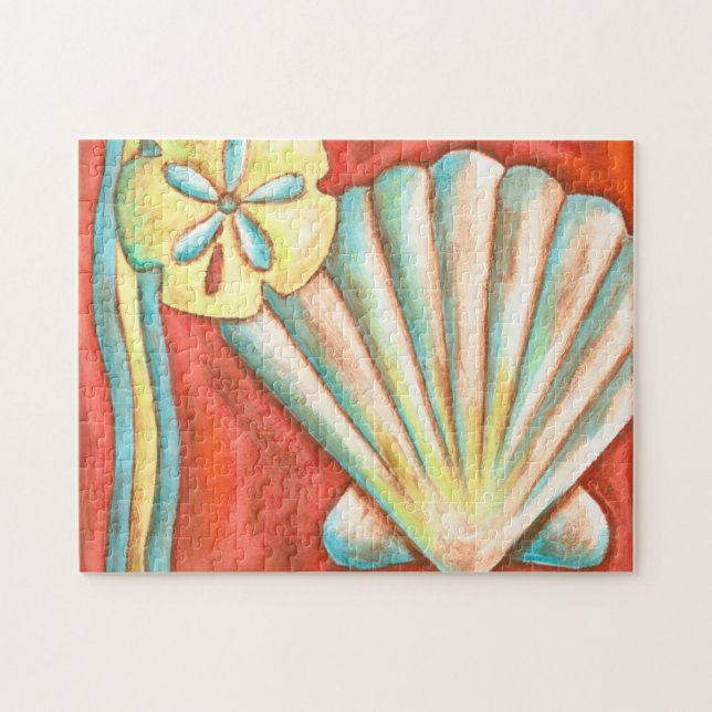 Rustikale Orange Seashells Puzzle (Horizontal)