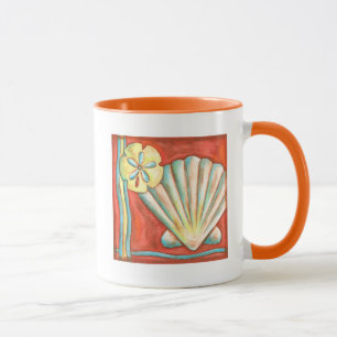 Rustikale Orange Seashells Tasse