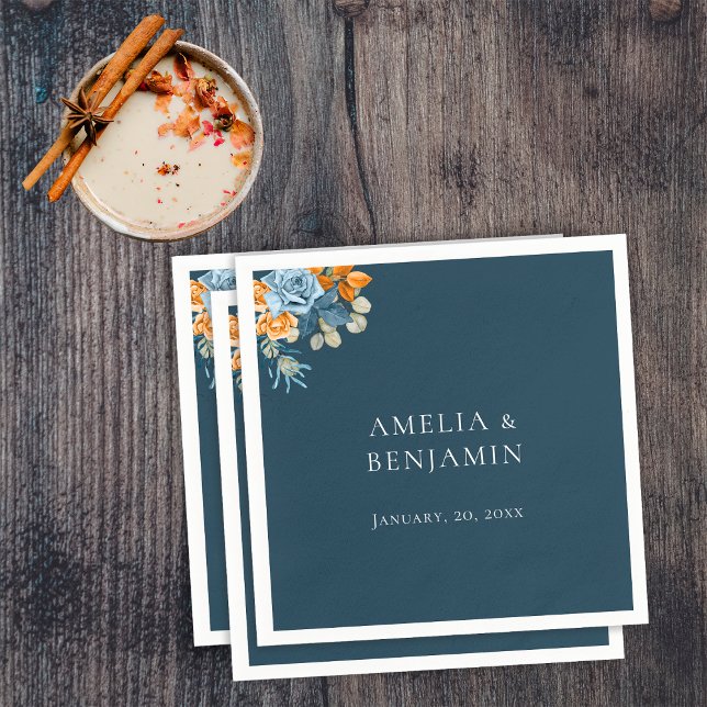 Rustikale Orange Terracotta Navy Blauer Rost Hochz Serviette (Von Creator hochgeladen)