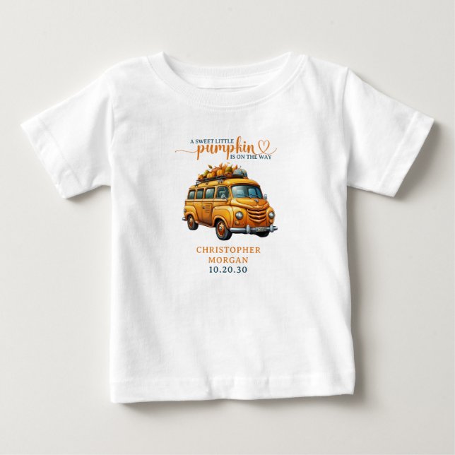 Rustikale Orange Truck Kleine Pumpkin Baby Dusche T-shirt (Vorderseite)