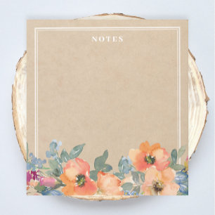 Rustikale Orangefarbene Blume Notepad Notizblock