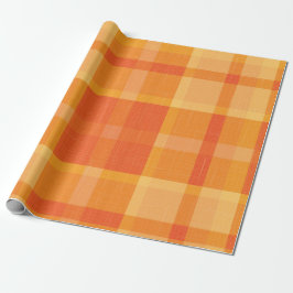 Rustikale Orangefarbene Herbstfälle Karierte Tarta Geschenkpapier
