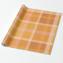 Rustikale Orangefarbene Herbstfälle Karierte Tarta Geschenkpapier