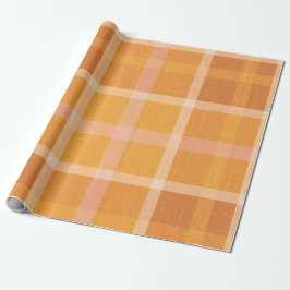 Rustikale Orangefarbene Herbstfälle Karierte Tarta Geschenkpapier