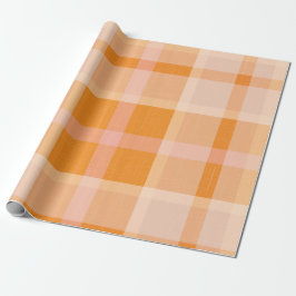 Rustikale Orangefarbene Herbstfälle Karierte Tarta Geschenkpapier