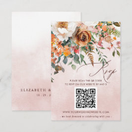 Rustikale Orangefarbene Hochzeit im Herbst QR CODE RSVP Karte