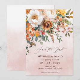 Rustikale Orangefarbene Hochzeit im Herbst Save The Date