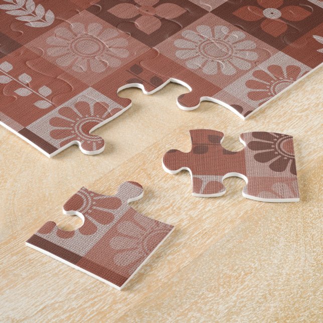 Rustikale Orangenbraun Blume Puzzle (Seite)