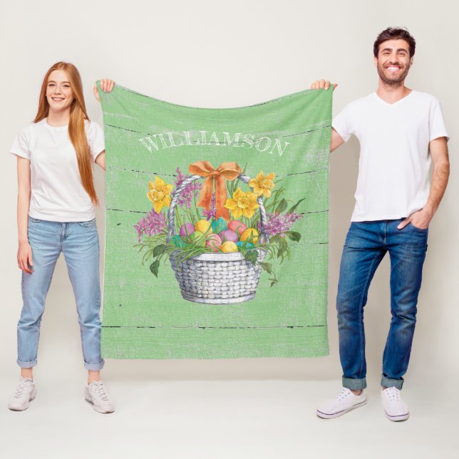 Rustikale Ostereier Blumenkörbe auf Grün Fleecedecke (Beispiel)