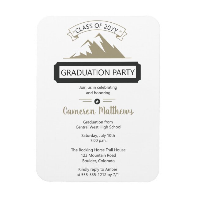 Rustikale Outdoor Mountain Theme Graduation Party Magnet (Vertikal)