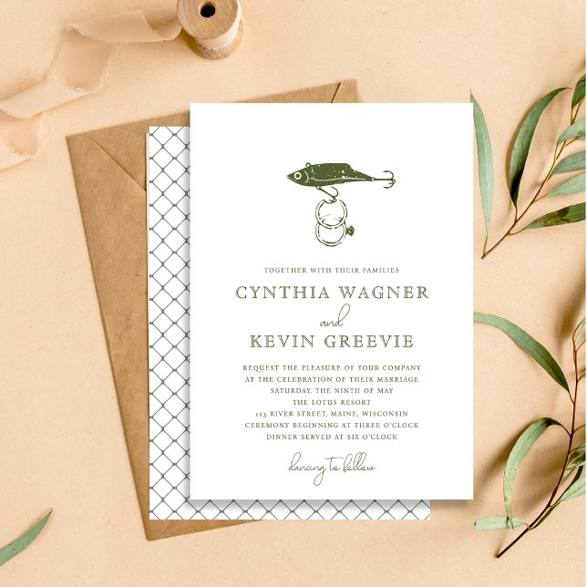 Rustikale Outdoorfischerei Lure Hook Rings Green Einladung (Von Creator hochgeladen)