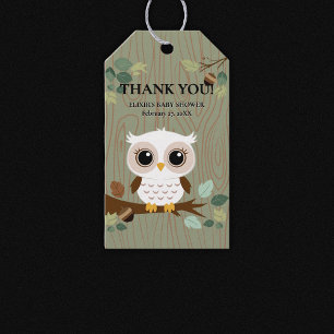 Rustikale Owl Woodland Forest Baby Dusche Geschenkanhänger