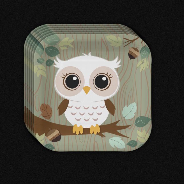 Rustikale Owl Woodland Forest Baby Dusche Pappteller (Von Creator hochgeladen)