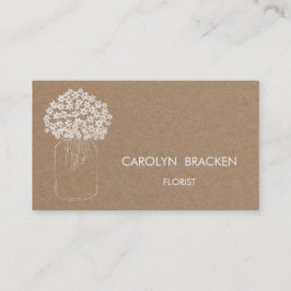 Rustikale Packpapier-Maurer-Glas-Blumen Browns Visitenkarte