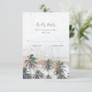 Rustikale Palm Tree Beach Hochzeit in Urlaubsort RSVP Karte