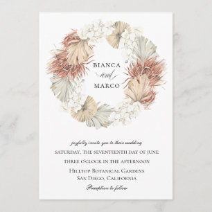 Rustikale Palm Wreath Wedding Einladung