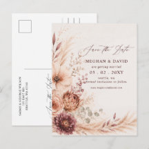 Rustikale Pampas-Blumen-Herbst-Save-the-Date