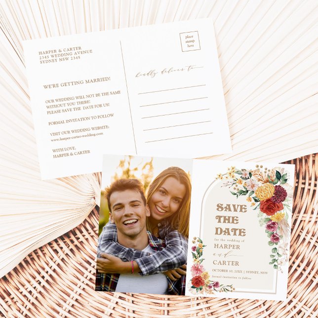 Rustikale Pampas Grass Boho Blume Save the Date (Von Creator hochgeladen)