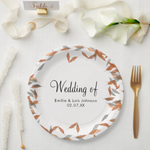 Rustikale Pampas-Hochzeit mit fallenden Blättern Pappteller