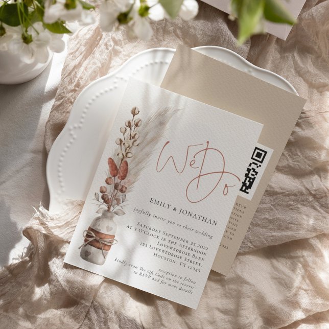 Rustikale Pampasegräser, die wir mit QR-Code Hochz Einladung (Von Creator hochgeladen)