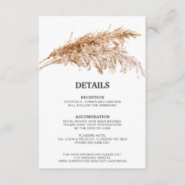 Rustikale Pampasgras-Hochzeitkarte Begleitkarte