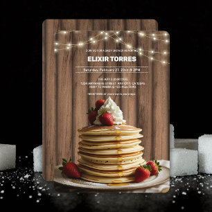Rustikale Pancakes Baby & Brunch Babydusche Einladung