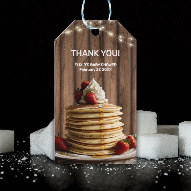 Rustikale Pancakes Baby & Brunch Babydusche Geschenkanhänger (Von Creator hochgeladen)