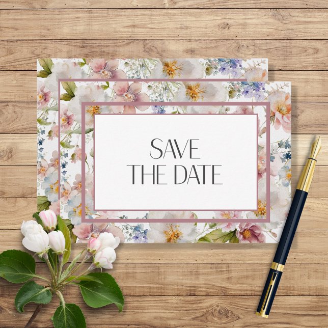Rustikale Pastel April Hochzeit mit floralen Water Save The Date (Von Creator hochgeladen)